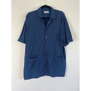Golden Dreams Vintage 70s Mens Blue Abstract Button Up Short Sleeve Shirt